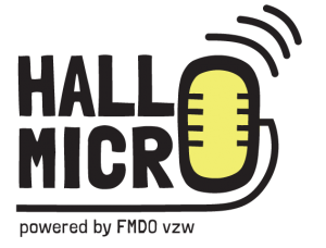 Logo Hallo Micro. De O in beide woorden is een microfoon. 