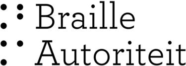 logo Braille Autoriteit: hoofdletters B en A in braille en vervolgens de woorden Braille en Autoriteit
