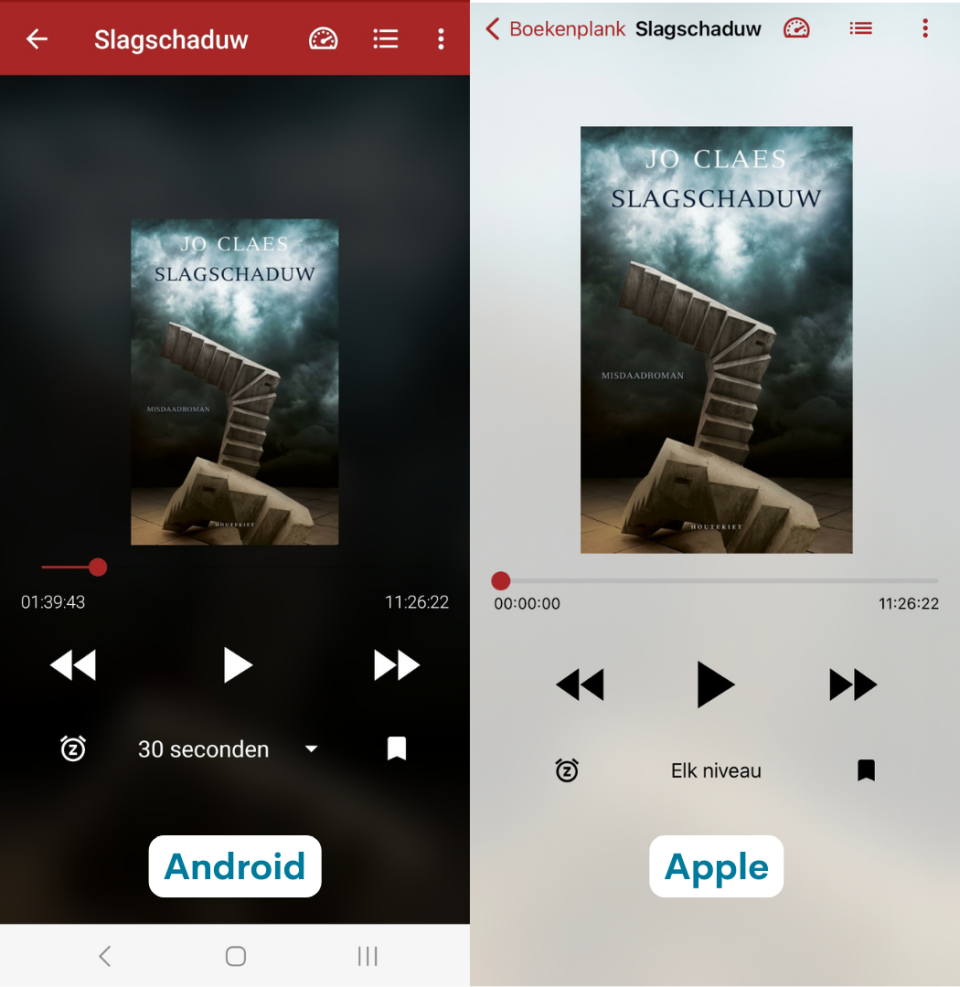 Screenshots functie 'Alleen audio' in Android en Apple